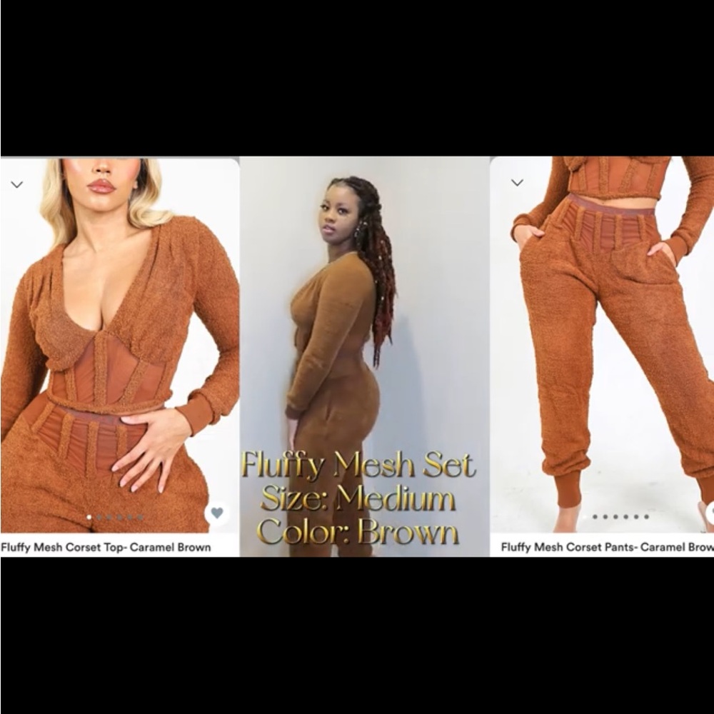 Bad Club Society Fashion Nova Akira Cozy Mesh Corset Joggers - Rich Brown